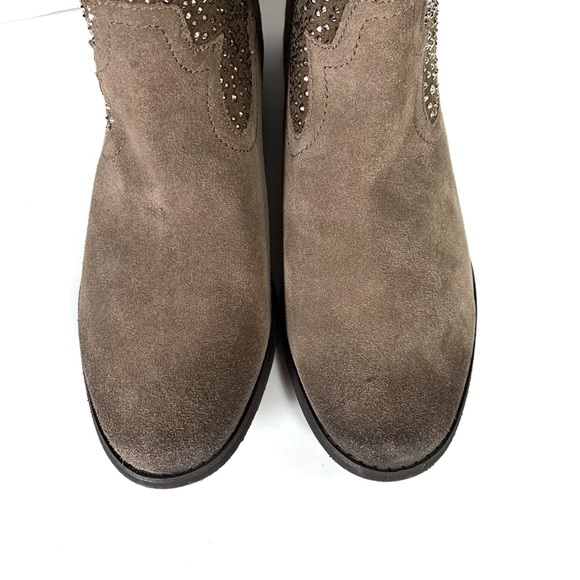 Naughty Monkey distressed brown suede boots w/ shiny studded detail Sz 8 - Picture 2 of 9